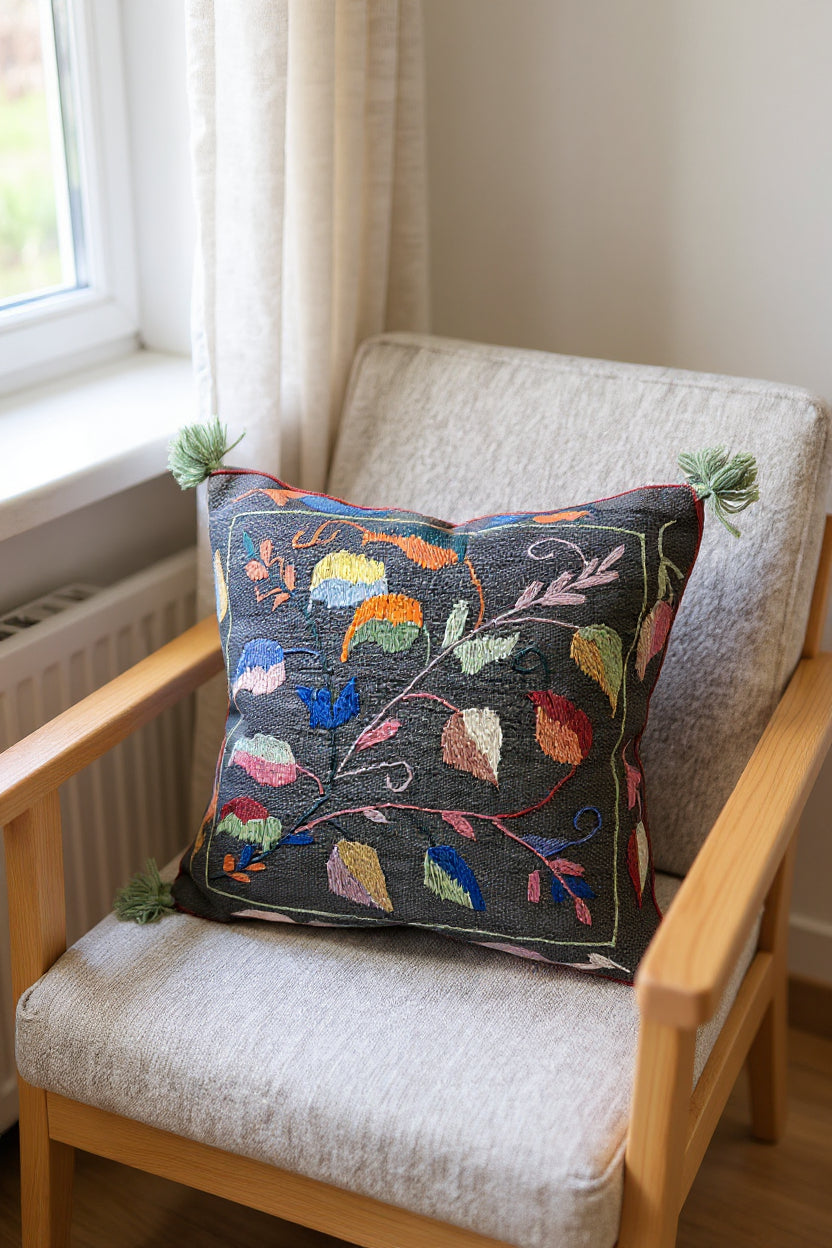 Suzani Hand Embroidered Cushion Cover - 45 x 45 cm