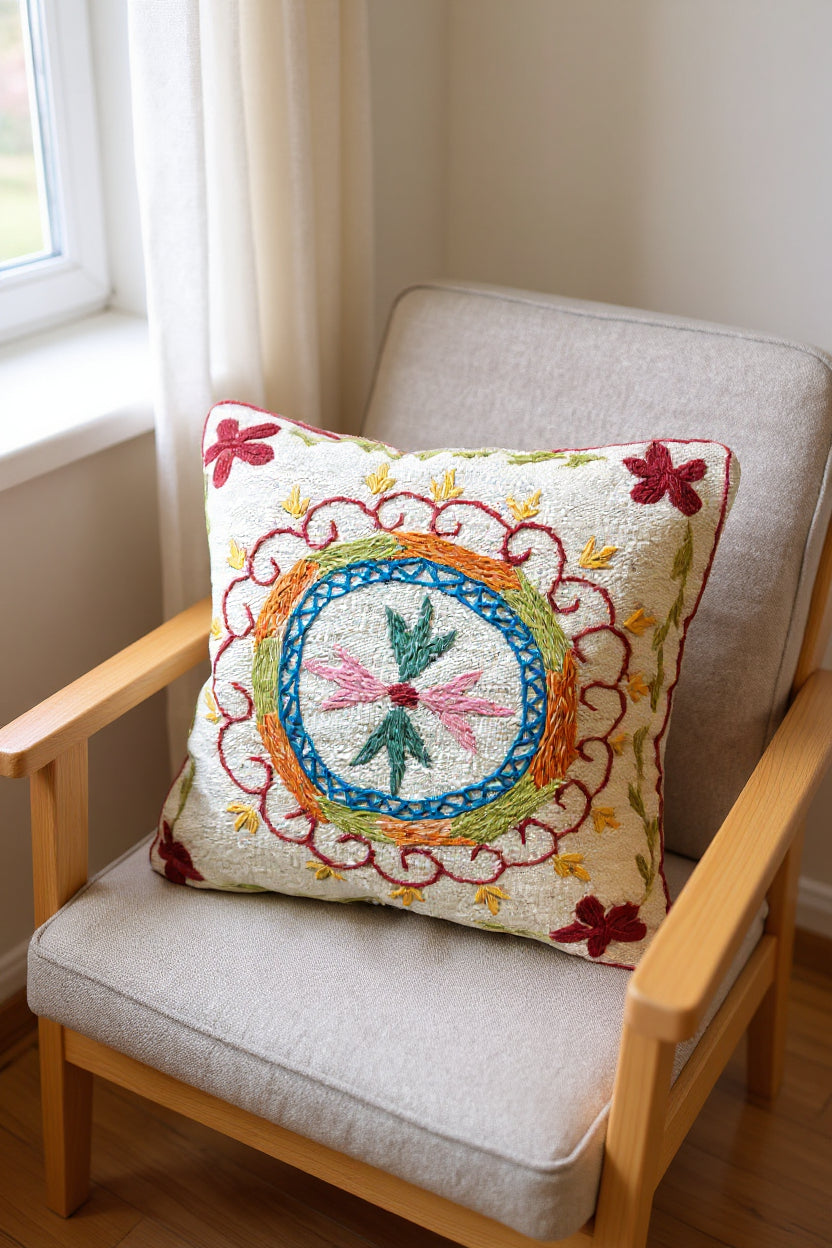 Suzani Hand Embroidered Cushion Cover - 45 x 45 cm