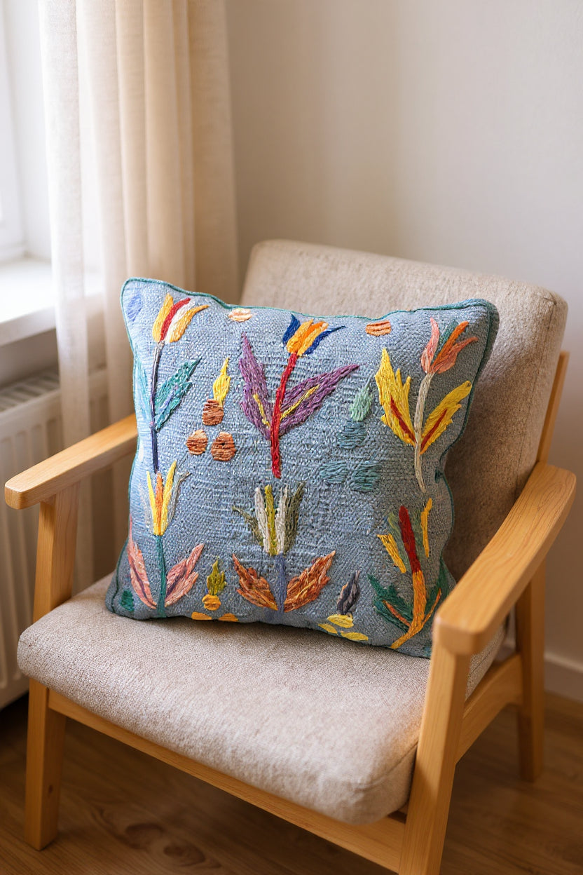 Suzani Hand Embroidered Cushion Cover - 45 x 45 cm