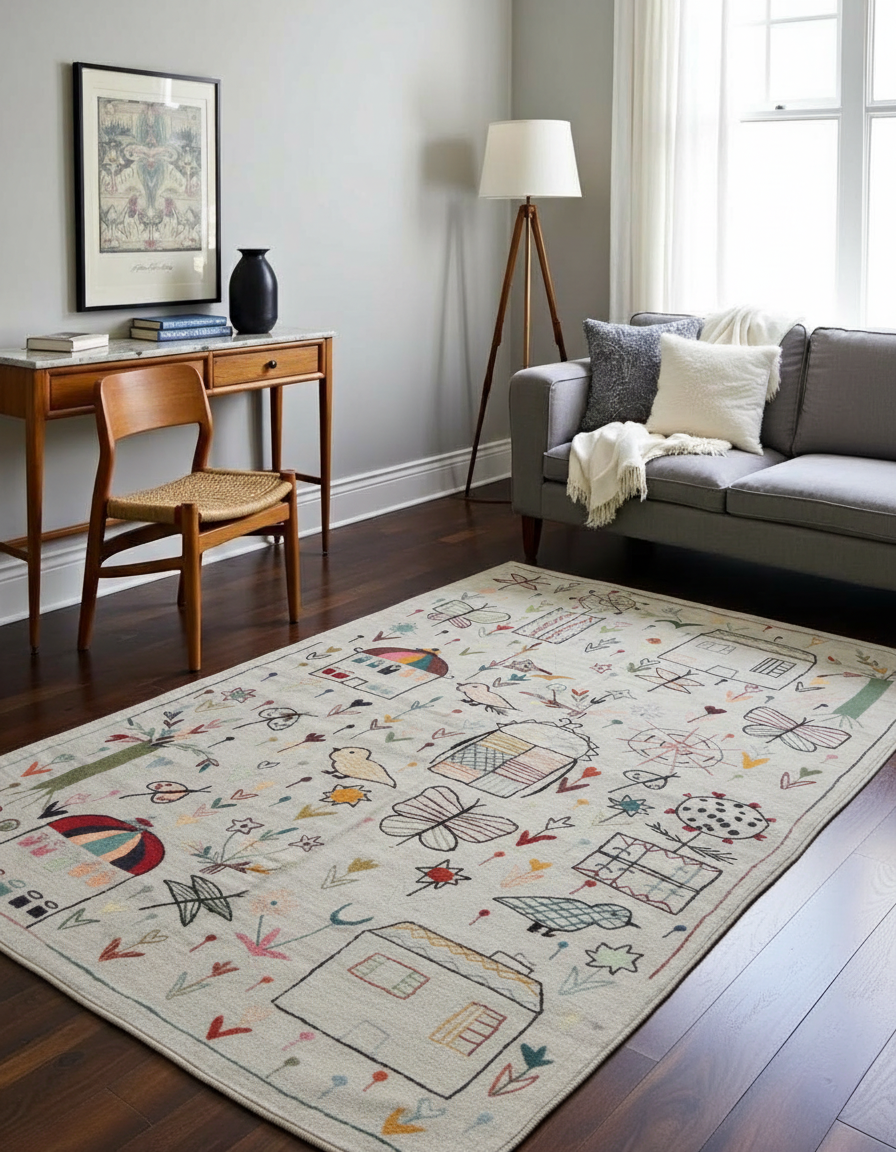 Suzani Hand Embroidered Kilim - Size: 200 x 122 cm