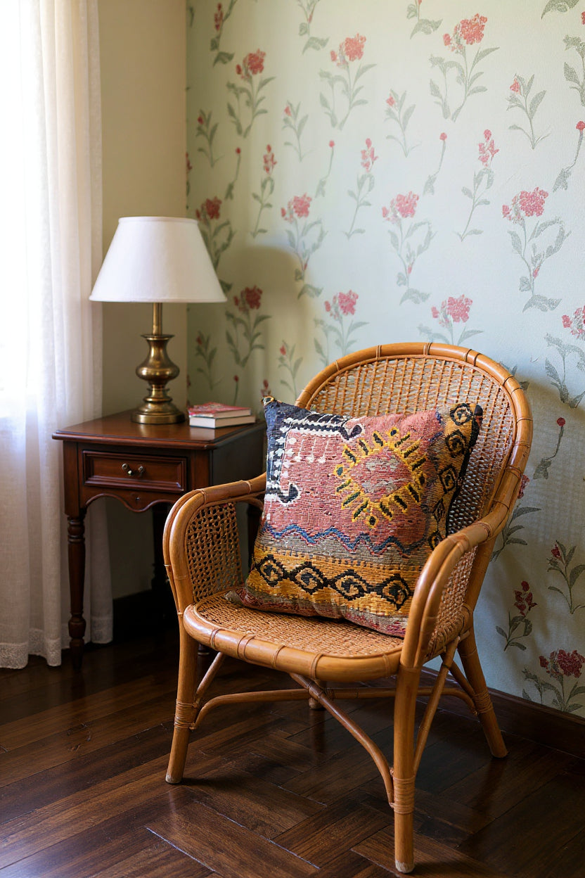 Turkish Kilim Vintage Cushion Cover - 40 x 40 cm