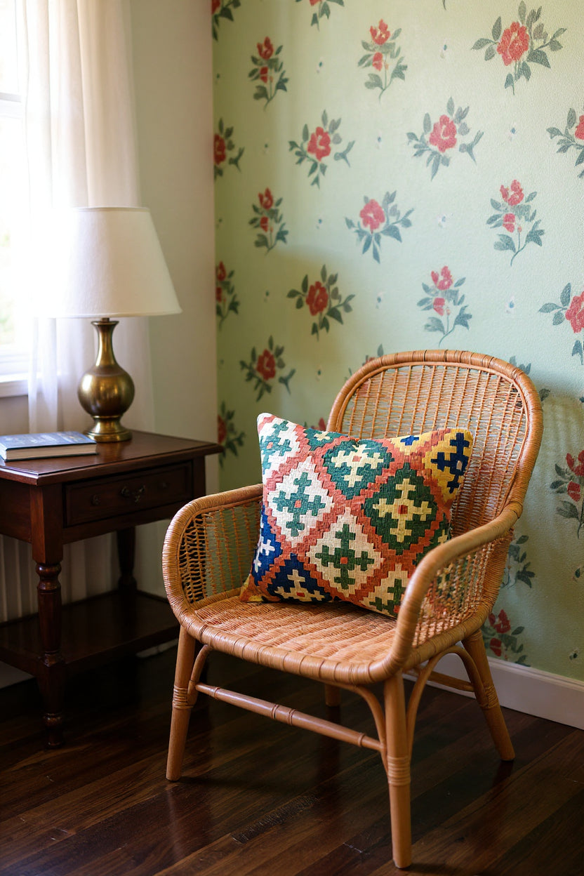 Turkish Kilim Vintage Cushion Cover - 40 x 40 cm