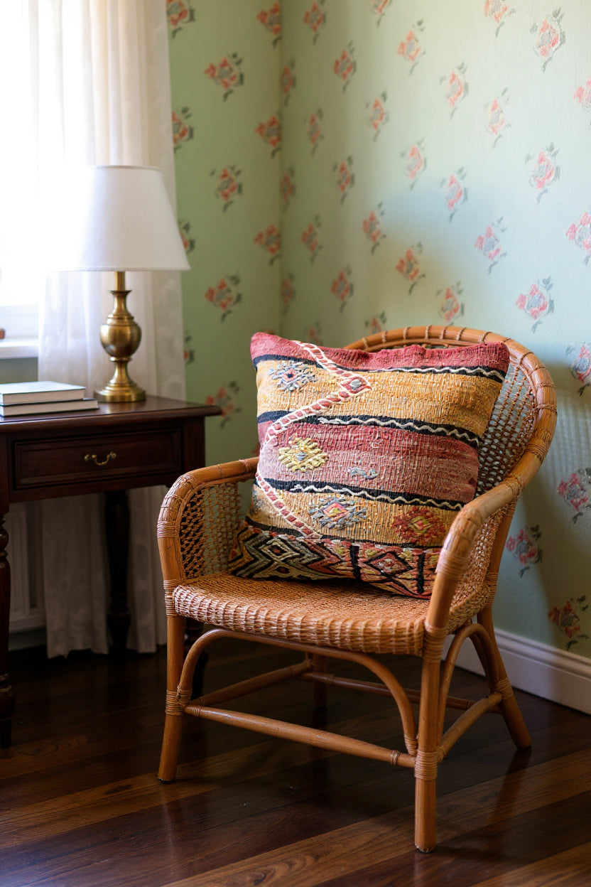 Turkish Kilim Vintage Cushion Cover - 40 x 40 cm