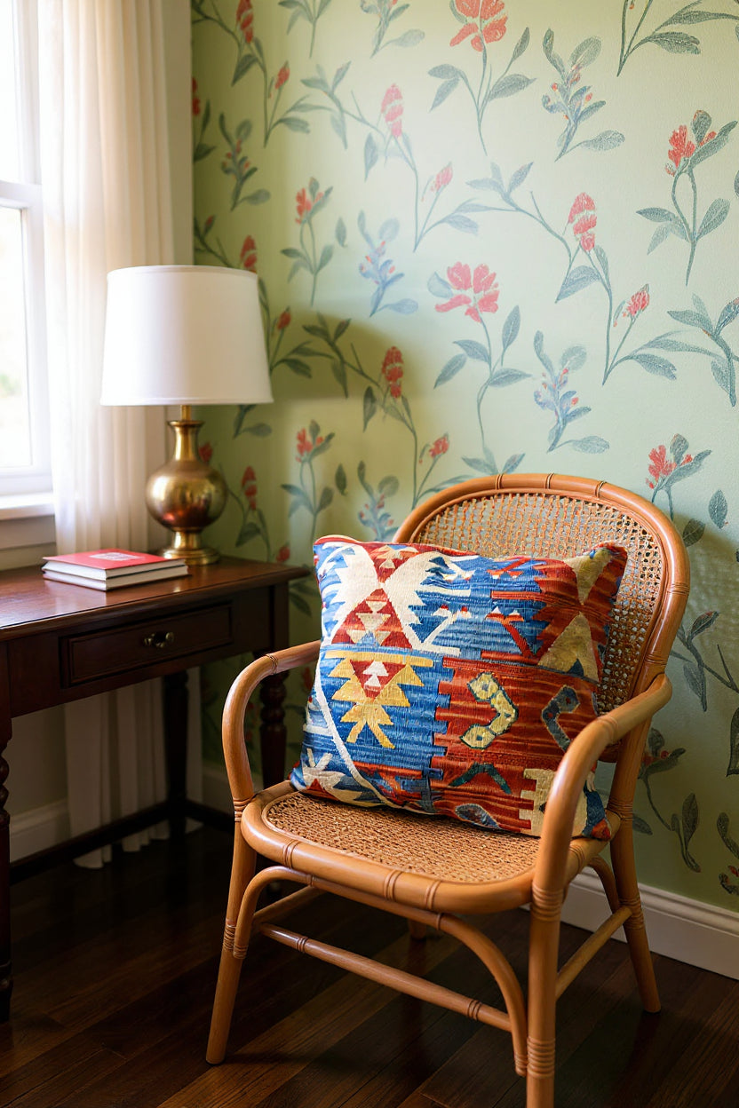 Turkish Kilim Vintage Cushion Cover - 40 x 40 cm