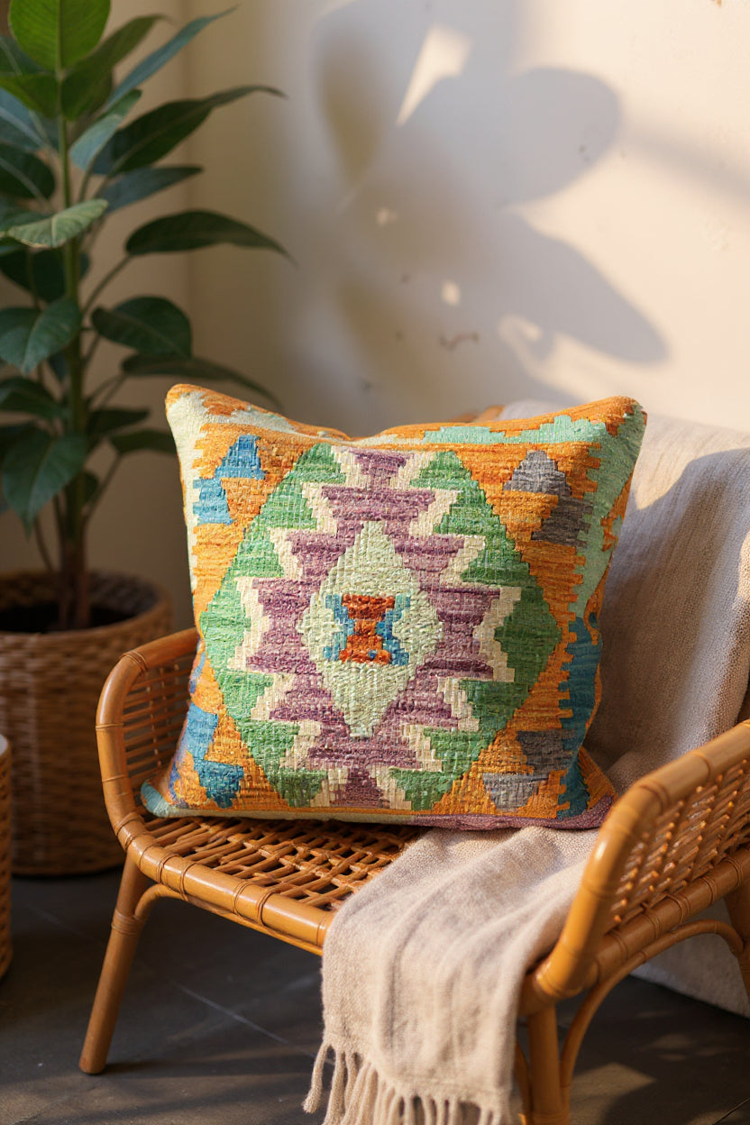 Afghan Kilim Cushion Cover - 45 x 45 cm