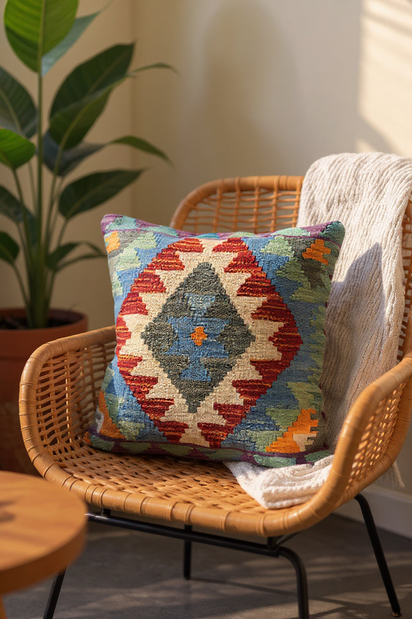 Afghan Kilim Cushion Cover - 45 x 45 cm