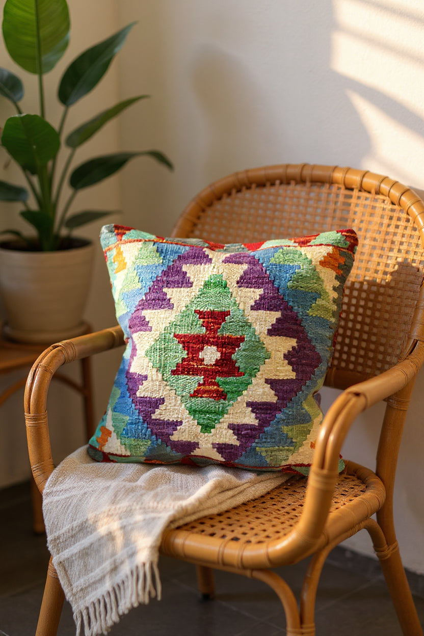 Afghan Kilim Cushion Cover - 45 x 45 cm