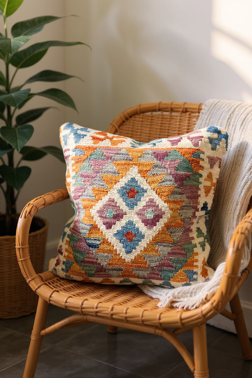 Afghan Kilim Cushion Cover - 45 x 45 cm