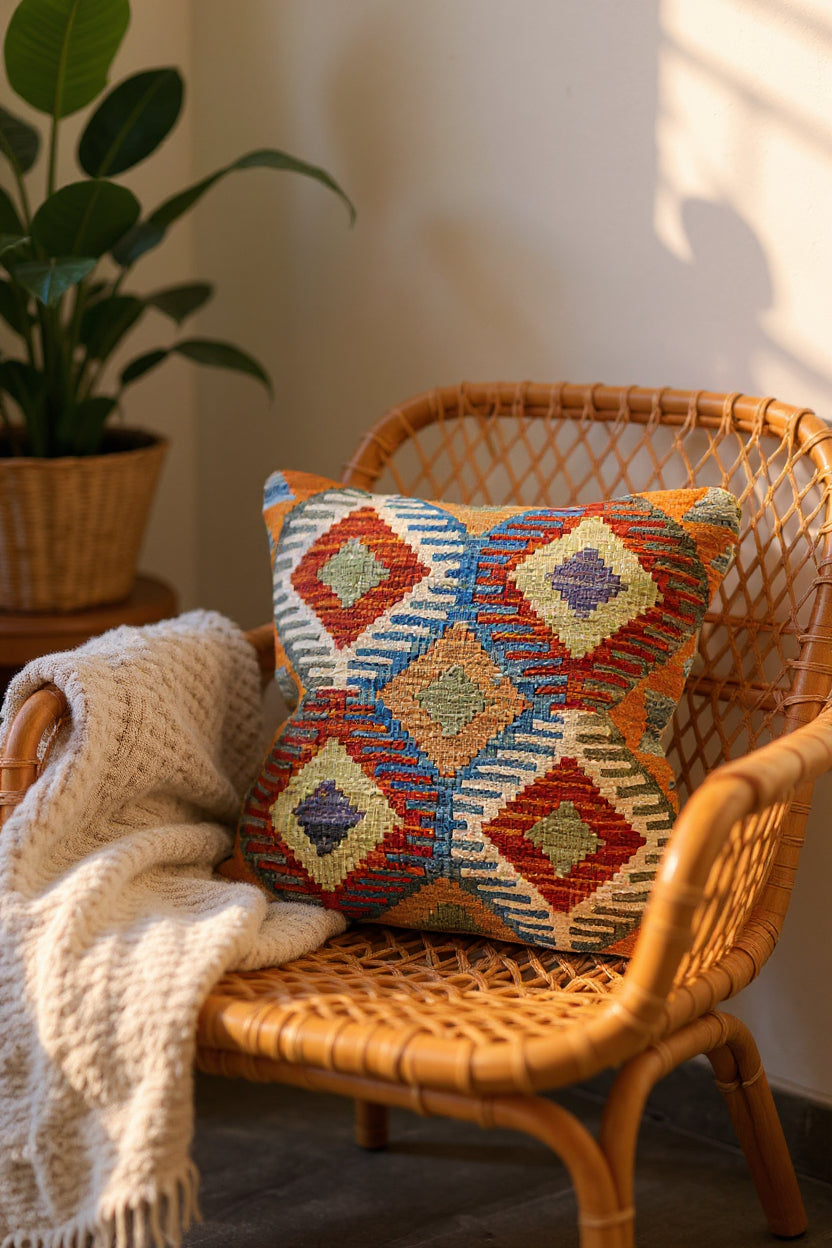 Afghan Kilim Cushion Cover - 45 x 45 cm