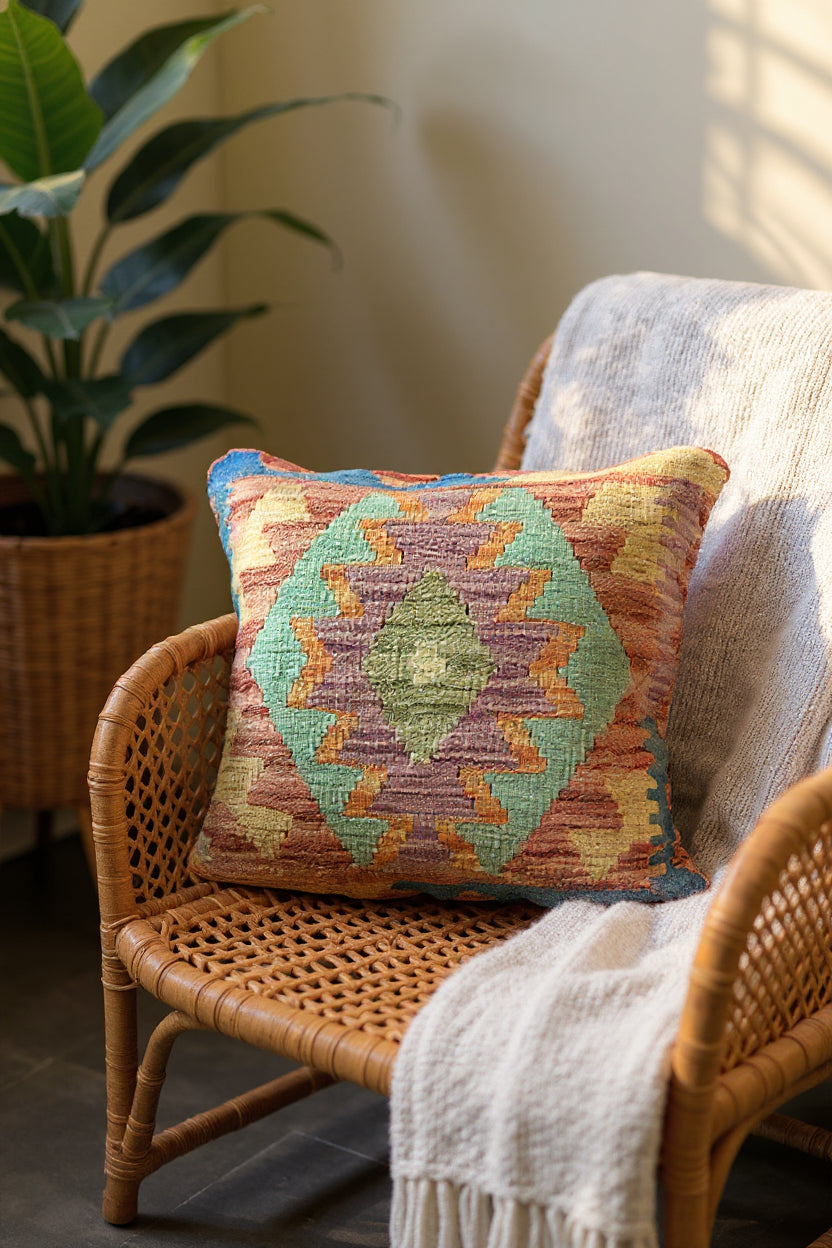Afghan Kilim Cushion Cover - 45 x 45 cm