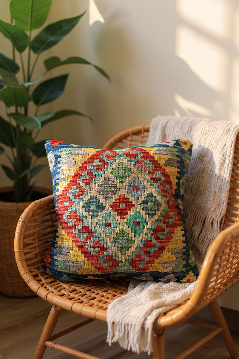 Afghan Kilim Cushion Cover - 45 x 45 cm
