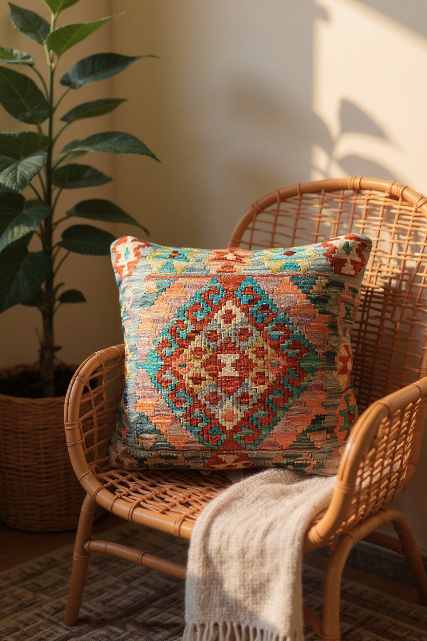 Afghan Kilim Cushion Cover - 45 x 45 cm